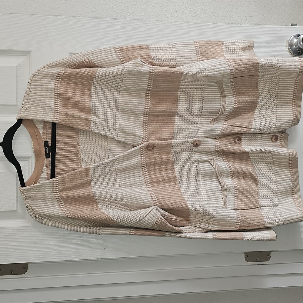Alfani Beige and Cream Striped Cardigan